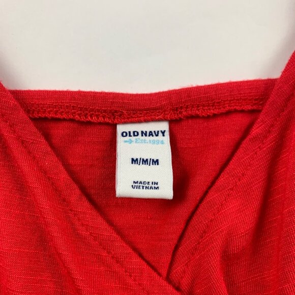 Old Navy Apple of My Eye Red Jersey Slub Knit Wrap Front Mini Dress M - Picture 3 of 7